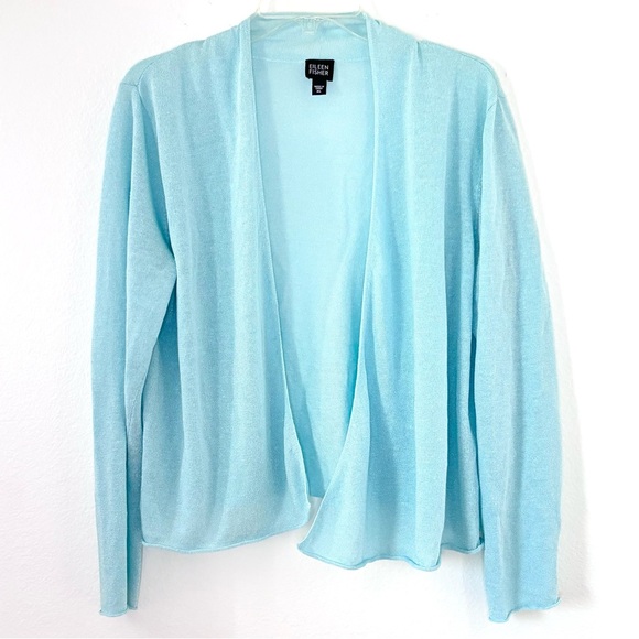 Eileen Fisher XL Sparkly Rolled Edge Cardigan - Picture 1 of 6